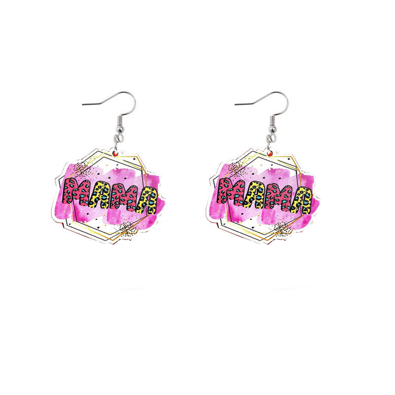 Wholesale Mother's Day Mama Sunflower Wooden Earrings